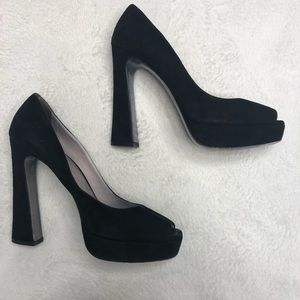 Miu Miu suede peep toe platform